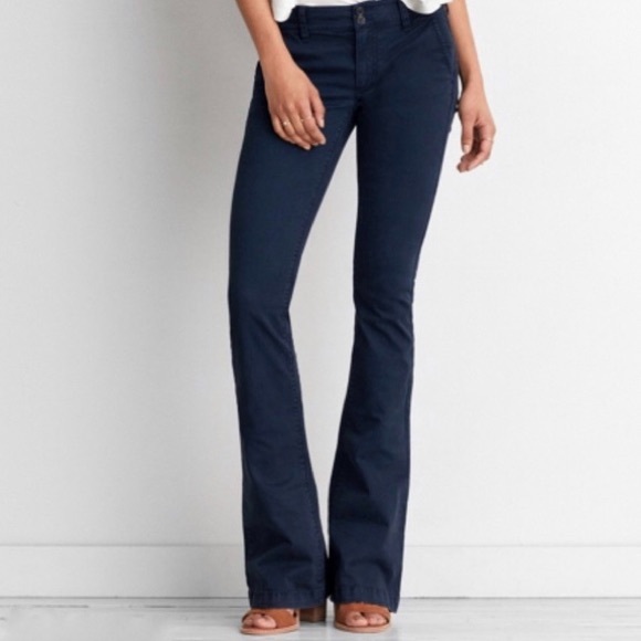 American Eagle Outfitters | Pants u0026 Jumpsuits | American Eagle Boho Artist  Flare Pant Blue Chino 8 | Poshmark